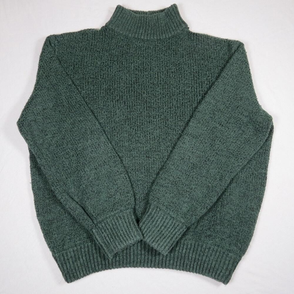 Aerie Womens Knit Pullover Mock Neck Green Size Medium Preppy Classic